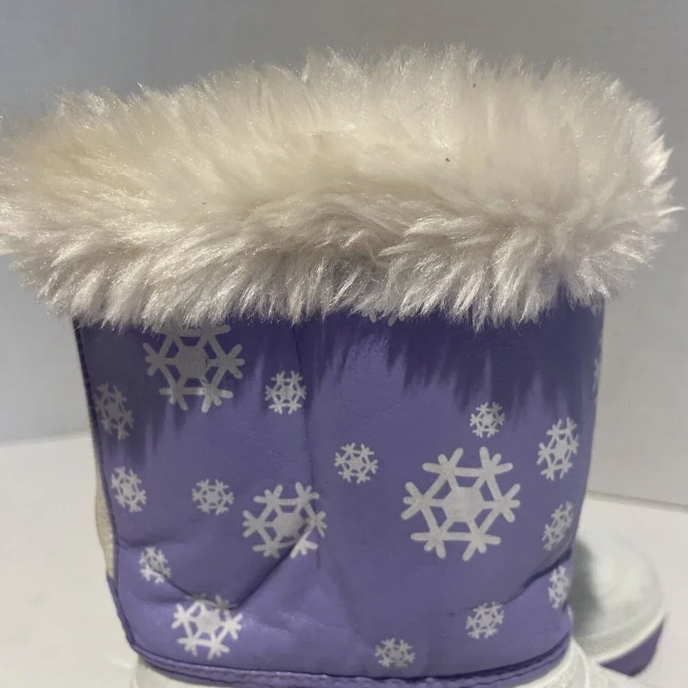 Outbrook Kids Snow Boots Child's Size 8 Faux Fur Lining Waterproof Purple White